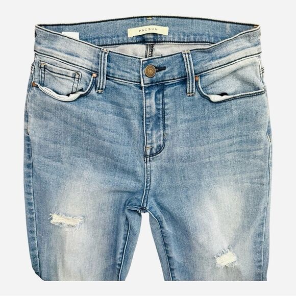 PacSun High Rise Jeggings Size 25 Distressed Skinny Jeans Blue Denim - Picture 3 of 9